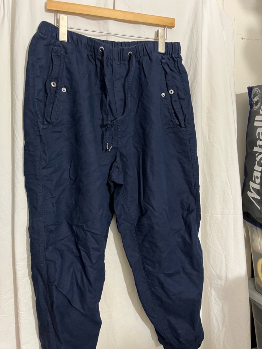 GAP Men's Navy Linen Drawstring Joggers